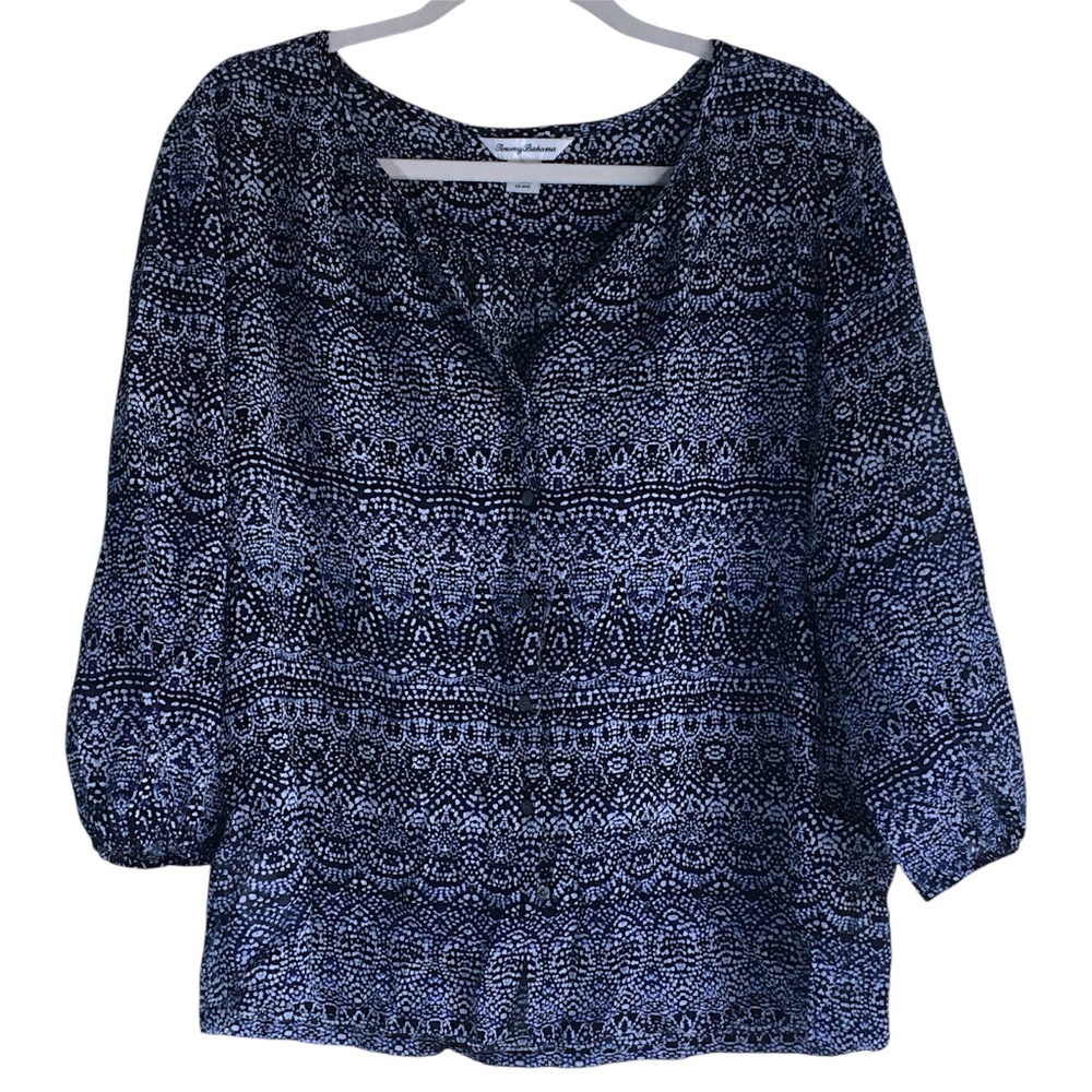 Tommy Bahama Lotsa Dots Cotton Blouse Large